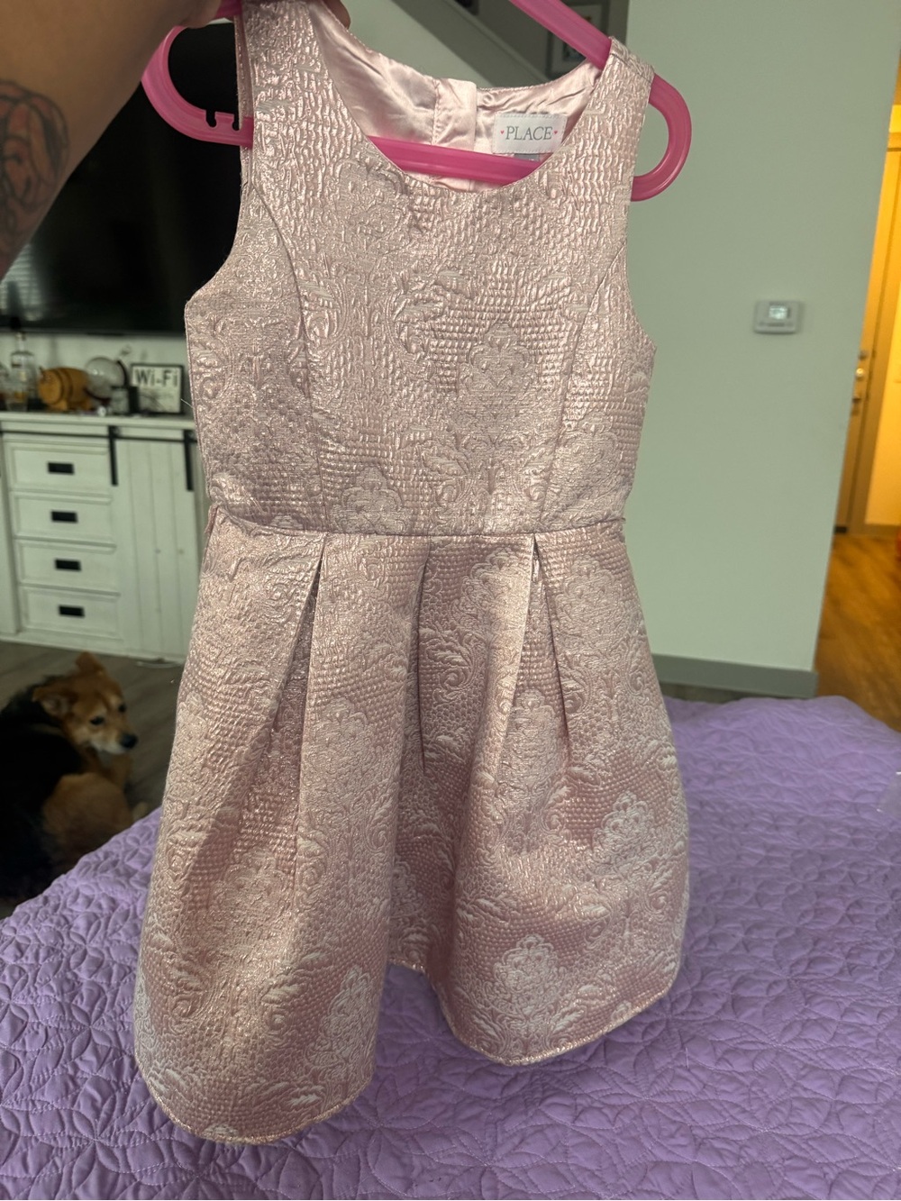 Place Metallic Pink Jacquard Party Dress